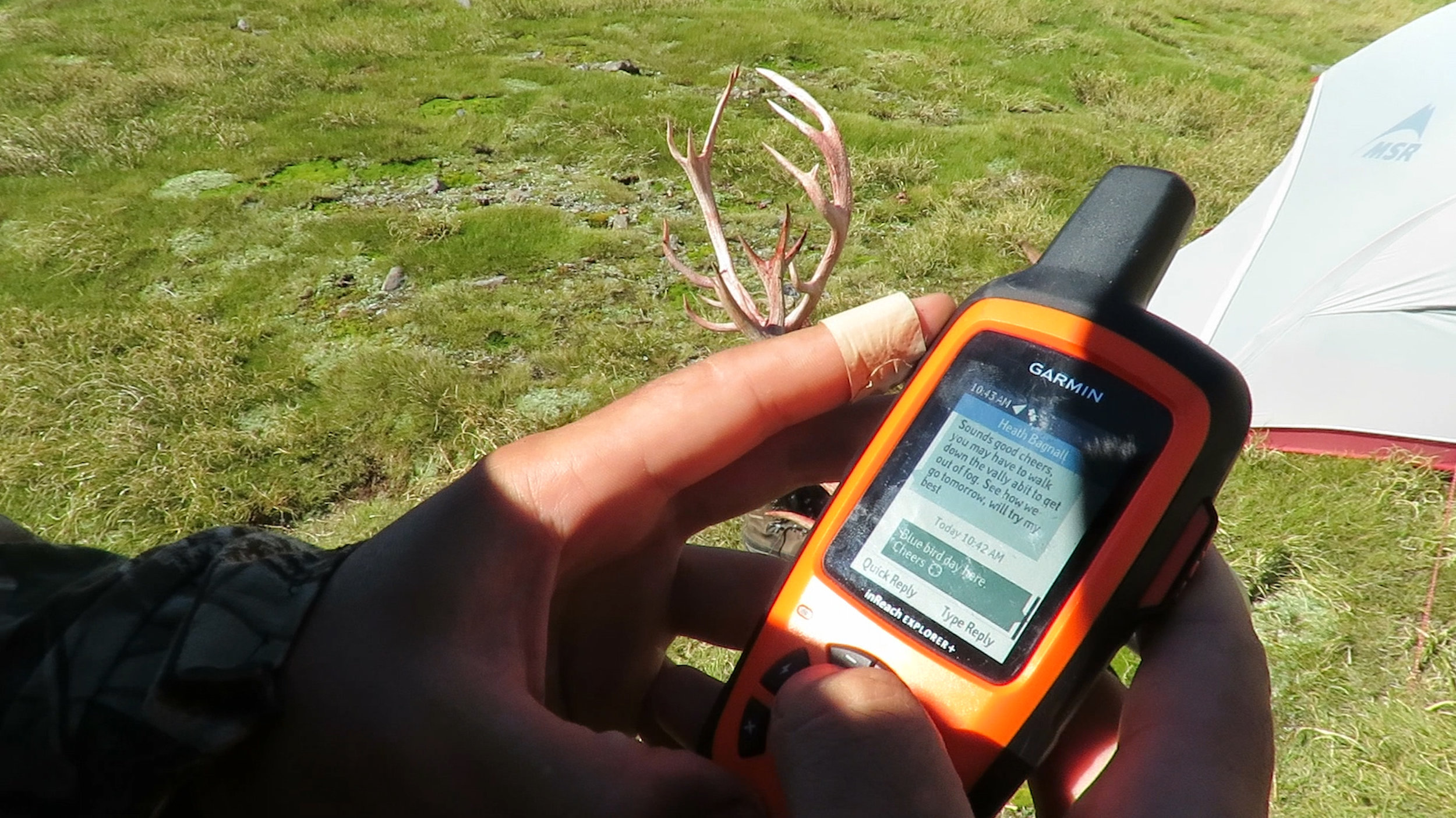  The  Garmin InReach  allowed us to text the heli-pilot for an early pickup at a random location 