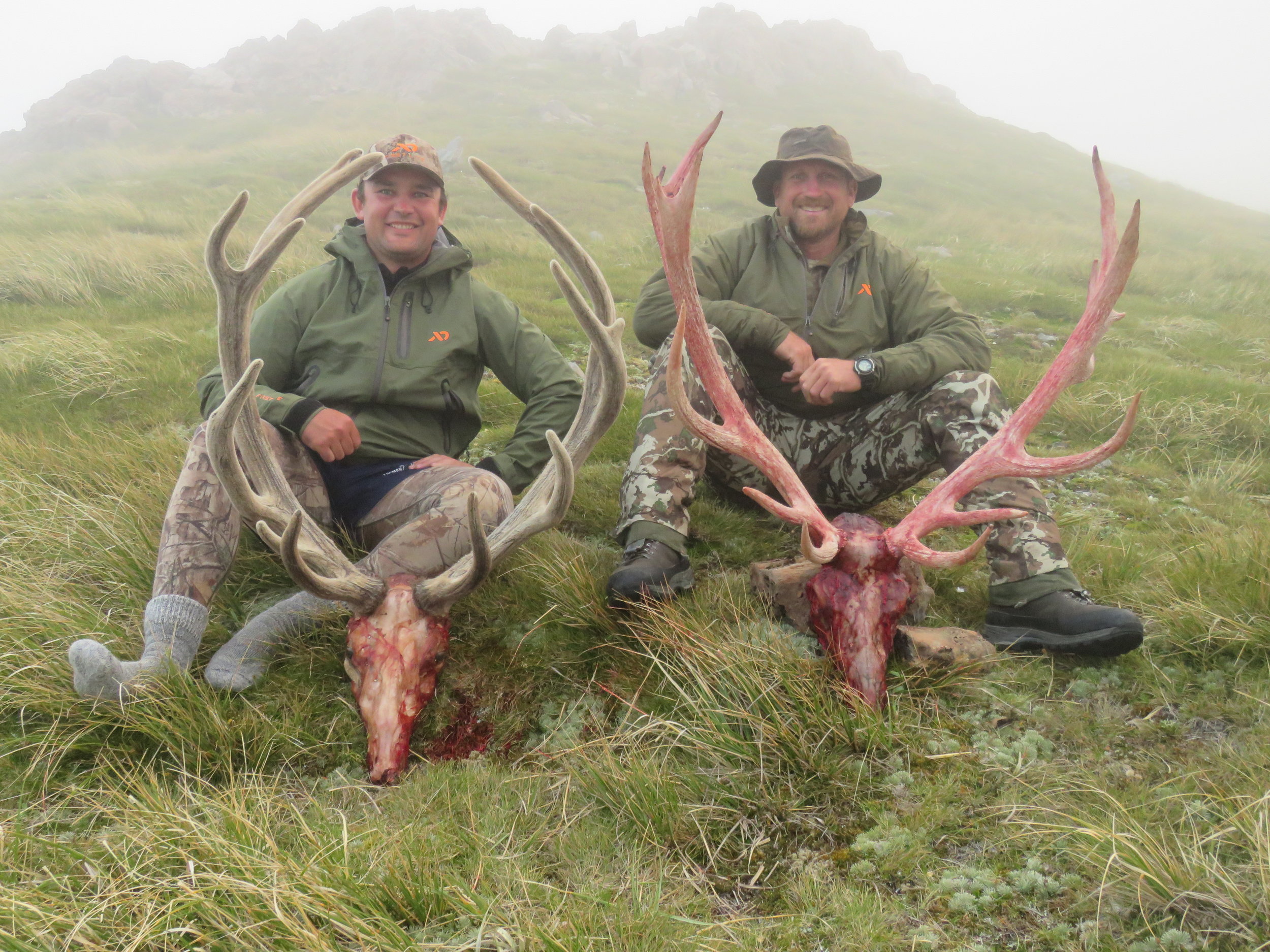 The boys with their two stags just as the fog came rolling back in.