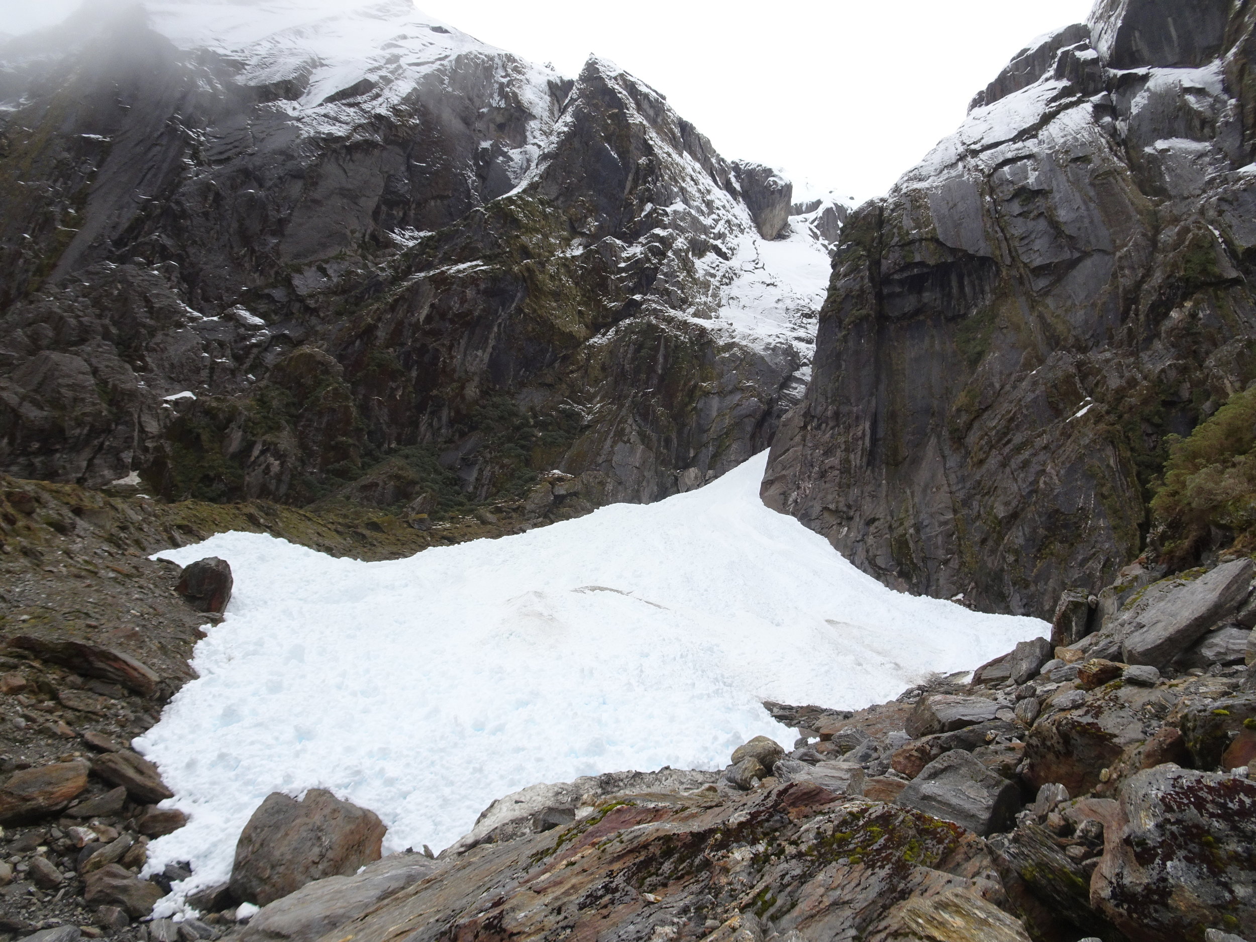  Well below snowline and very recent, this debris might be 20meters deep. 