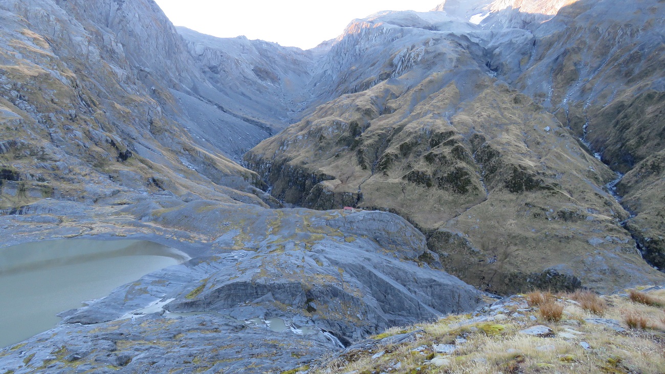 Looking back on that amazing hut location at Ivory Lake.