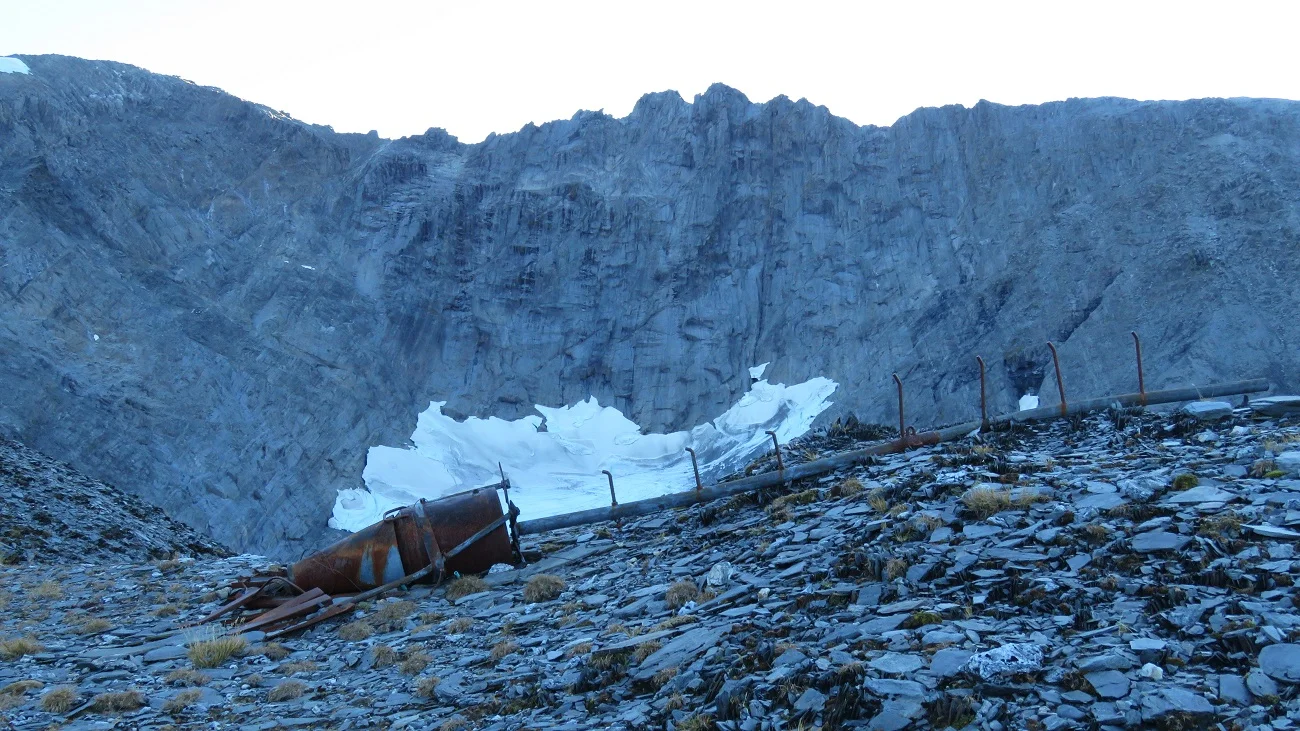  An old weather station with the shrinking Ivory Glacier in the back ground. 