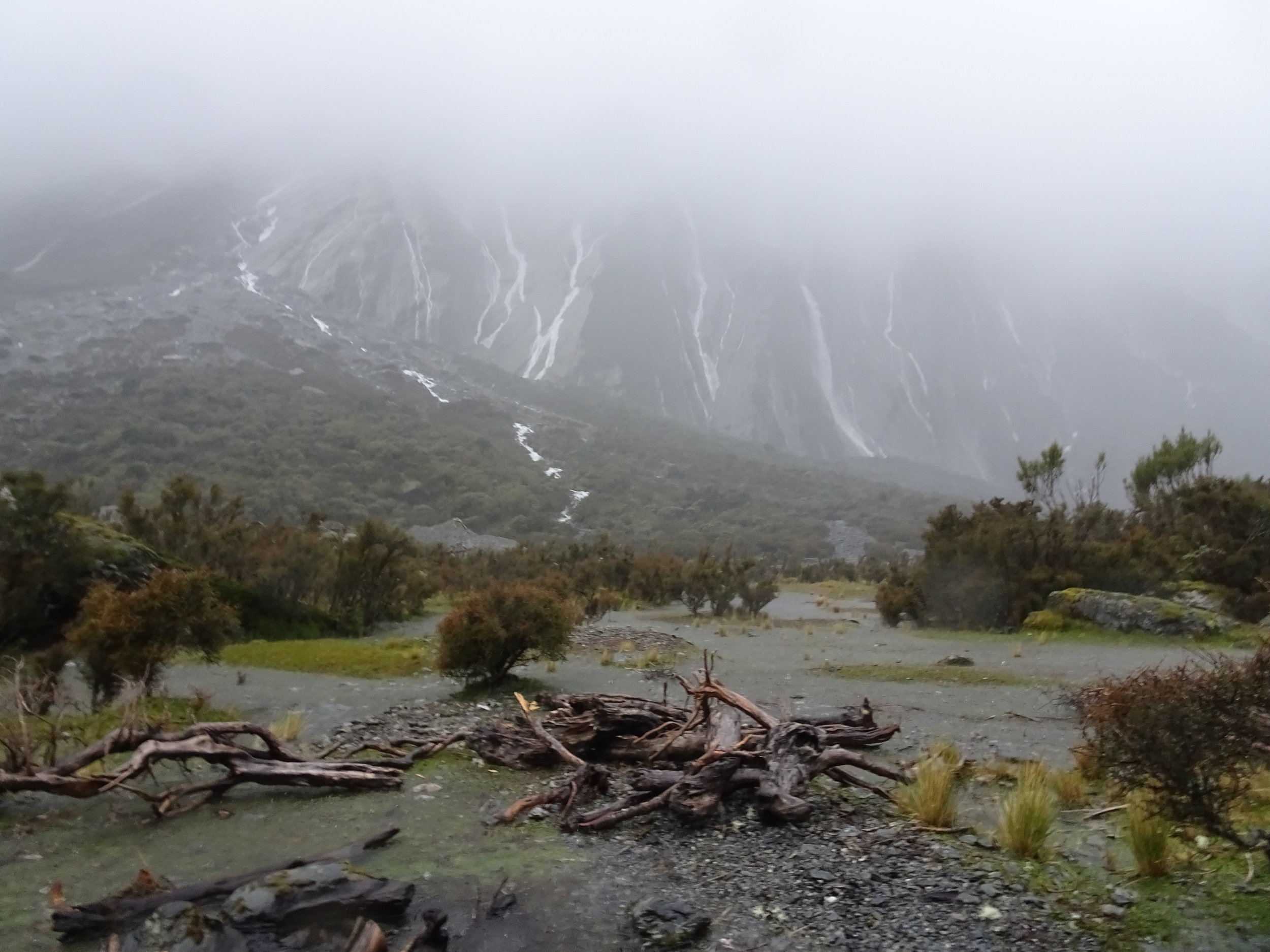  Water pouring off the steep sides of the valley. 