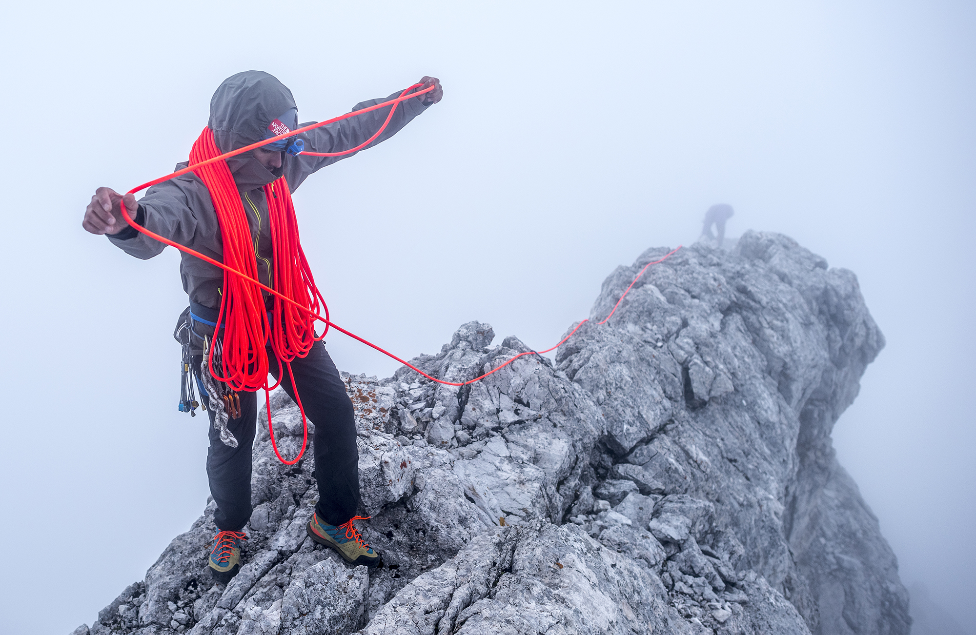  Sam Elias, Hazel Findlay. Dolomites, Tre Cime, Italy. Photographer: Tim Kemple.&nbsp; 