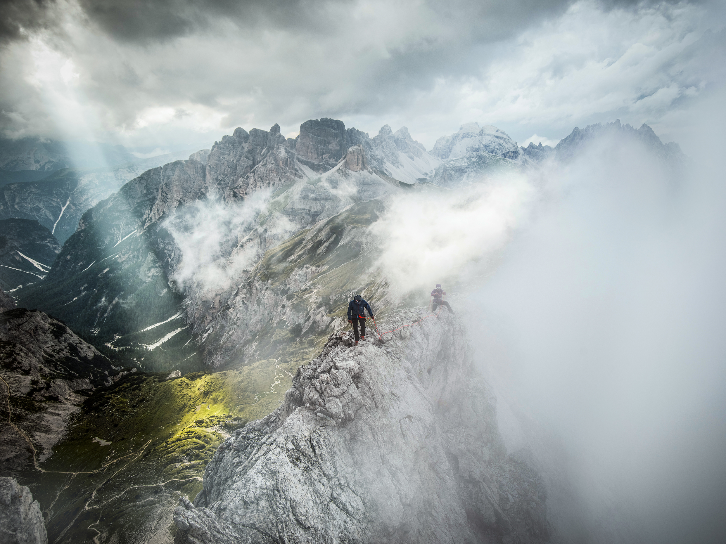  Sam Elias, Hazel Findlay. Dolomites, Tre Cime, Italy. Photographer: Tim Kemple.&nbsp; 