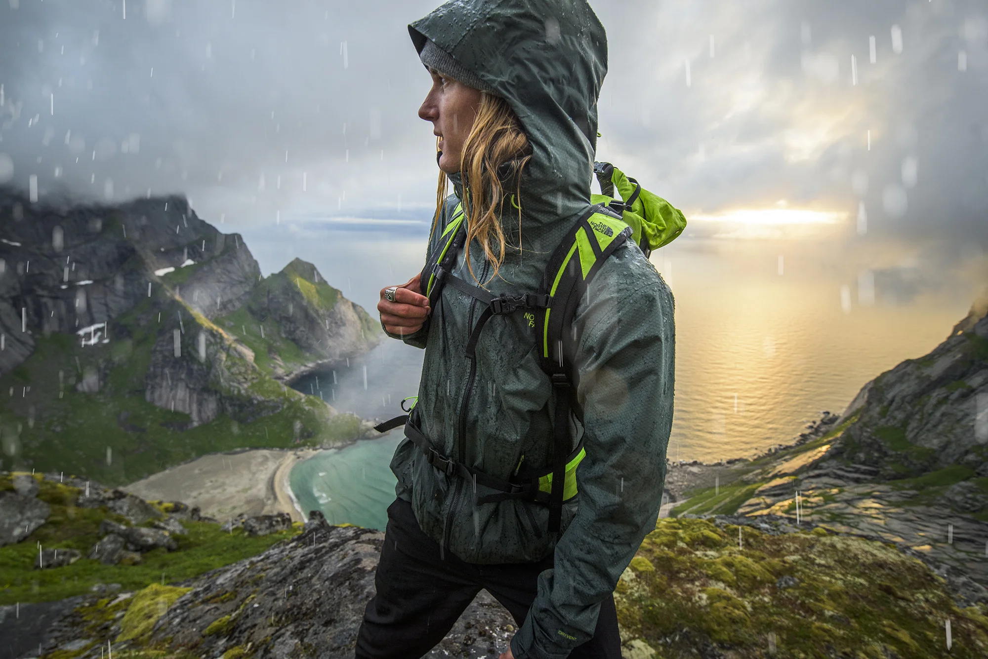 Johnny Collinson. The North Face Spring 2016 Rainwear. Lofoten, Norway. Photography by Tim Kemple.