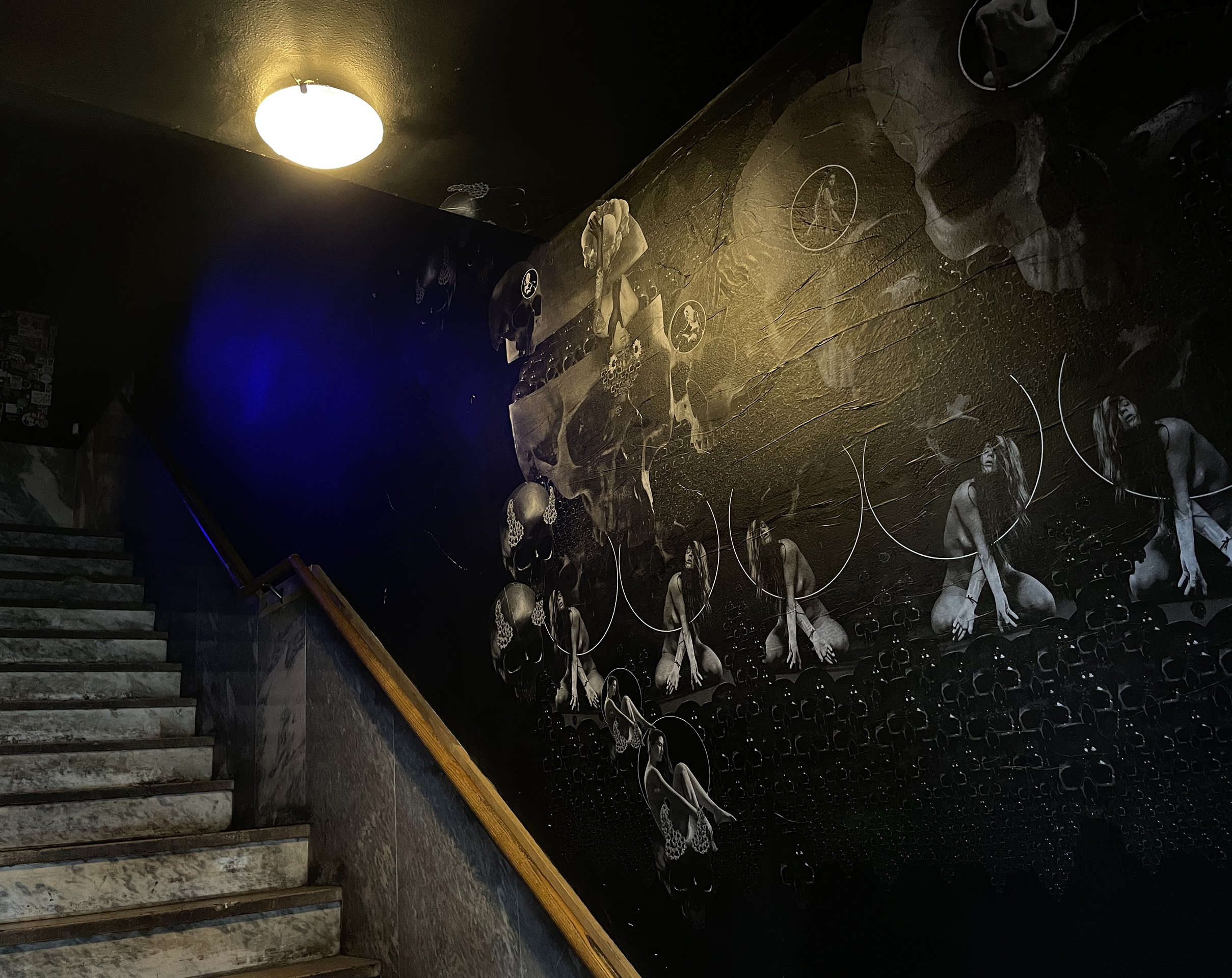  This portion of the mural greets patrons as they climb the stairs for shows at Mini Bar in Kansas City. 