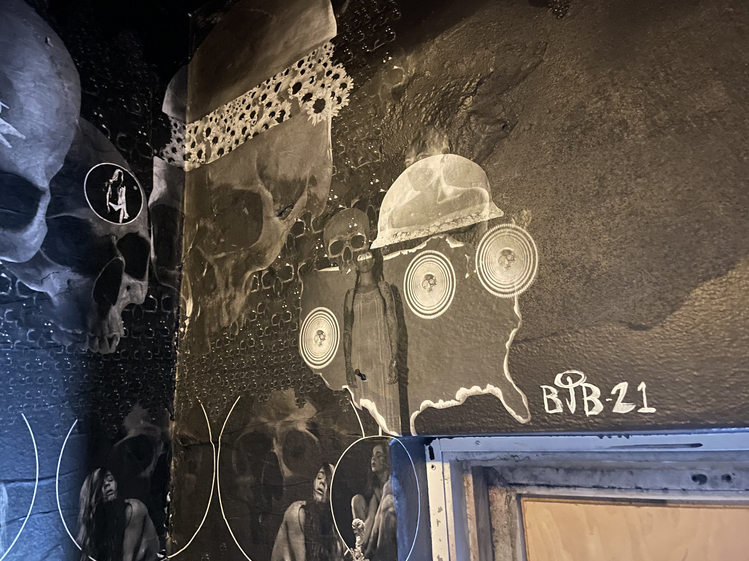  This portion of the mural greets patrons as they climb the stairs for shows at Mini Bar in Kansas City. 