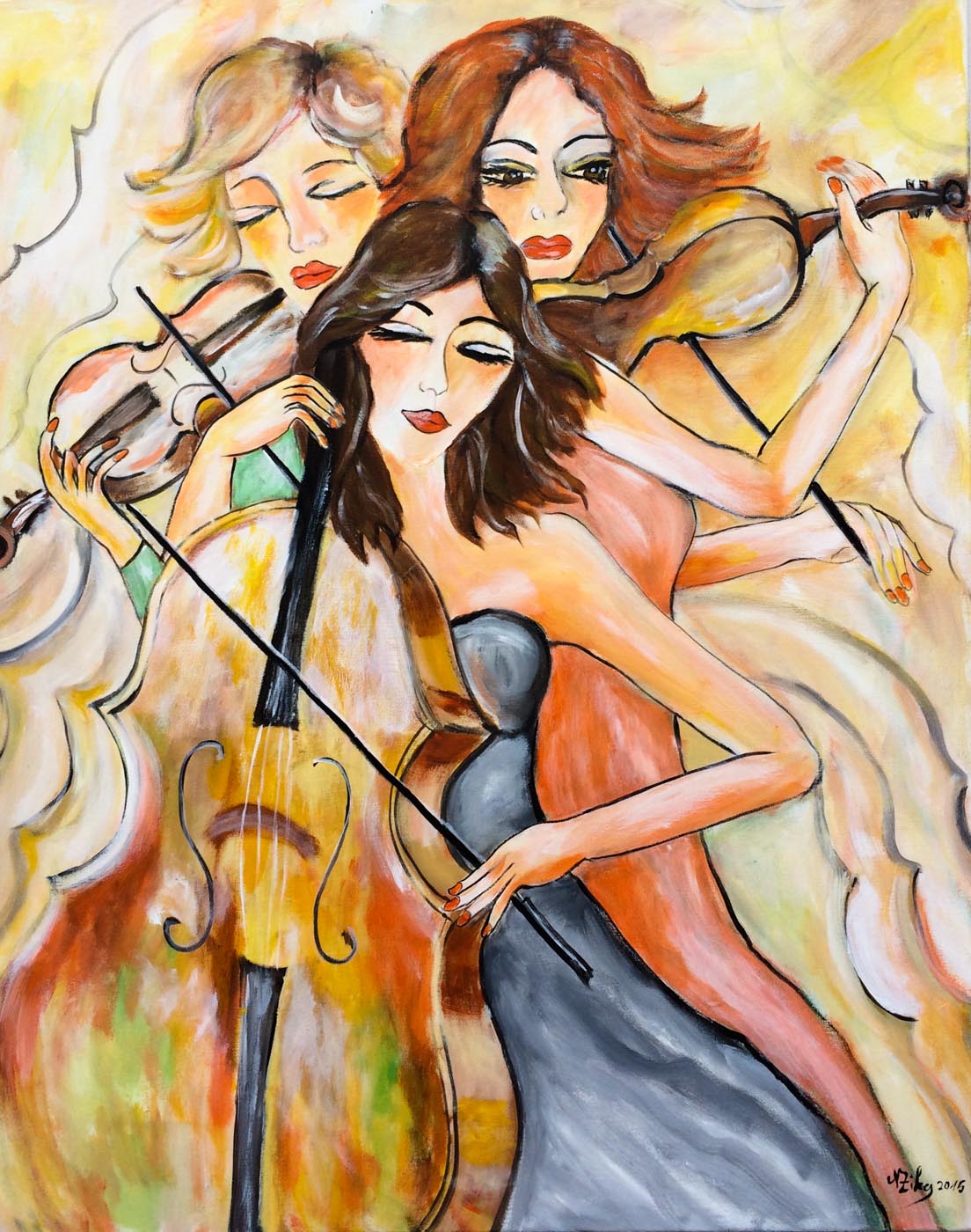 Trio 2015, Acryil auf Leinwand, 100 x 80 cm