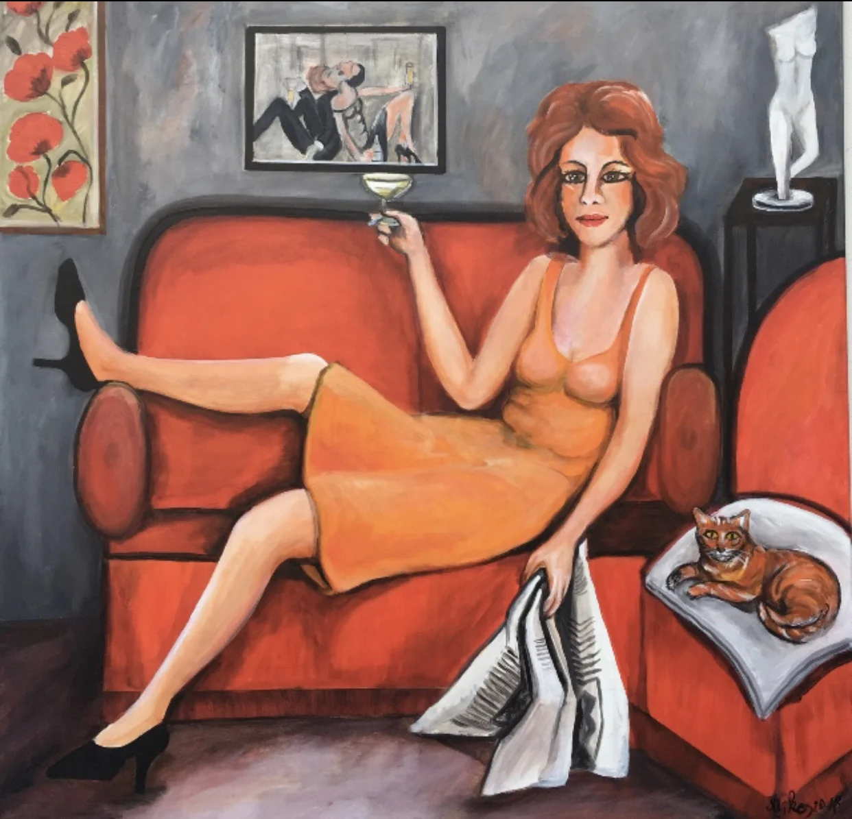 Sonntag Nachmittag 2018, Acryil auf Leinwand, 100 x 100 cm