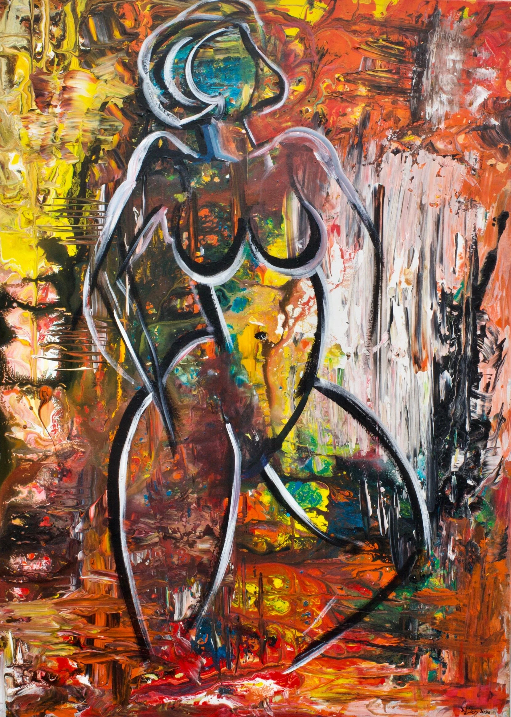   Wen(n) die Muse Küsst    2020, Acryil auf Leinwand, 140 x 100 cm 