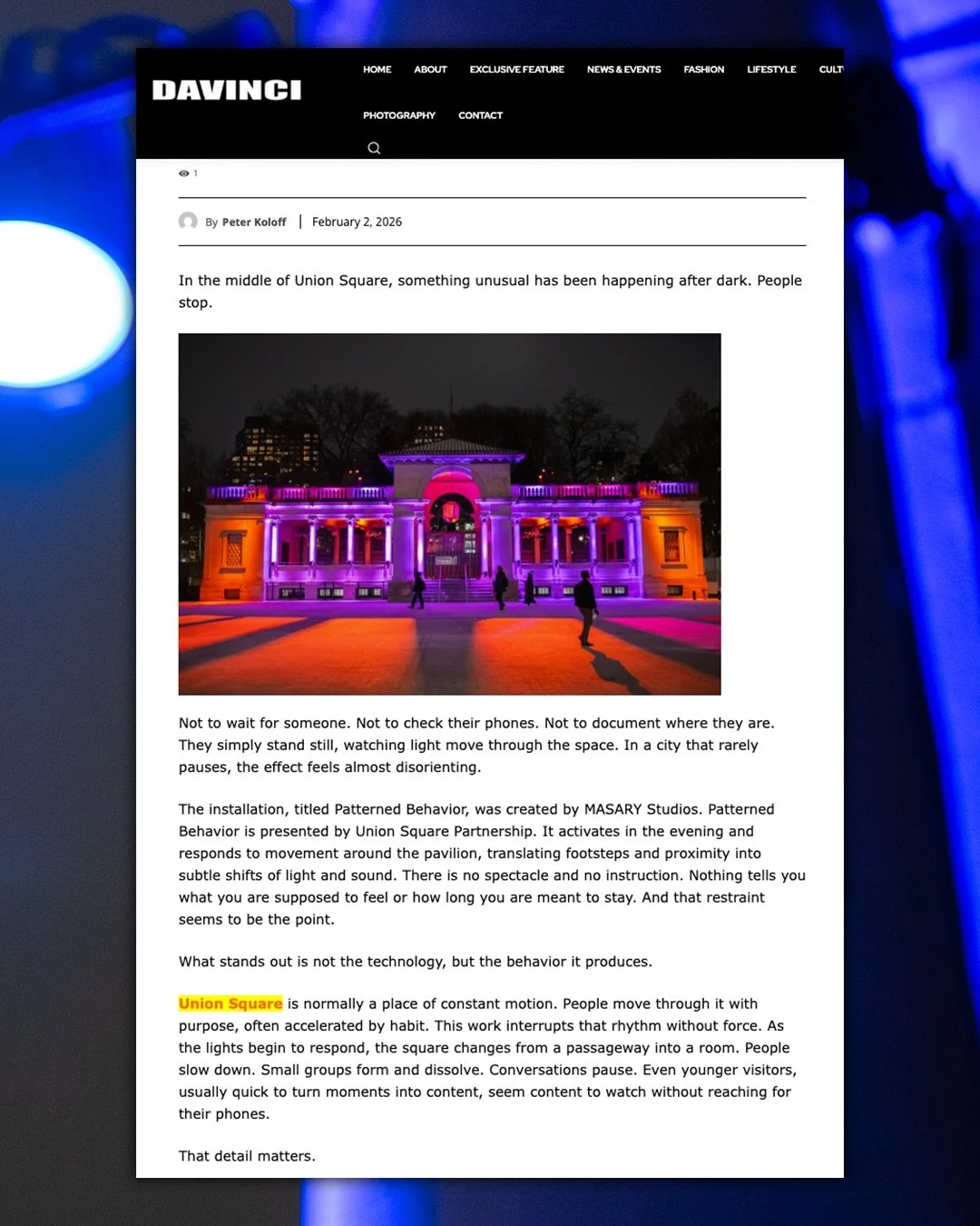 &ldquo;The installation reveals something simple and easy to miss. Attention has not disappeared. It is conditional. When an environment removes the incentive to broadcast, people naturally turn inward. MASARY Studios does not compete with the noise 