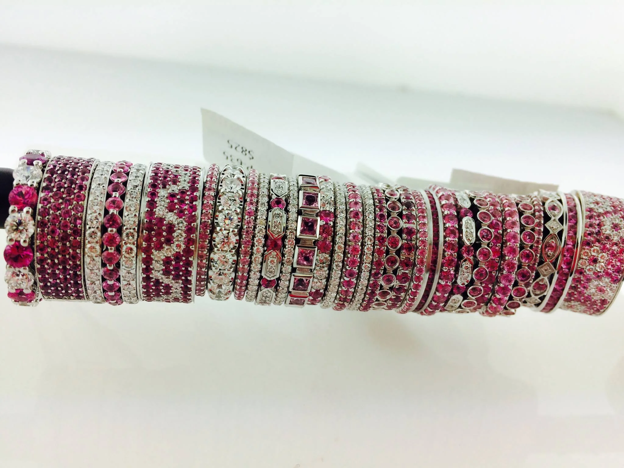 Pink sapphires and diamonds.