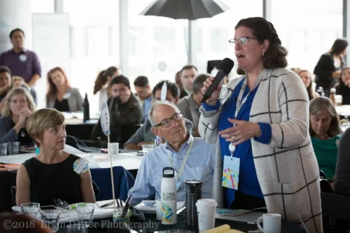 Marianna Grossman, Minerva Ventures with Bruce Riordan, Climate Readiness Institute and Julie Henderson, Cal EPA at Education workshop during GCAS.