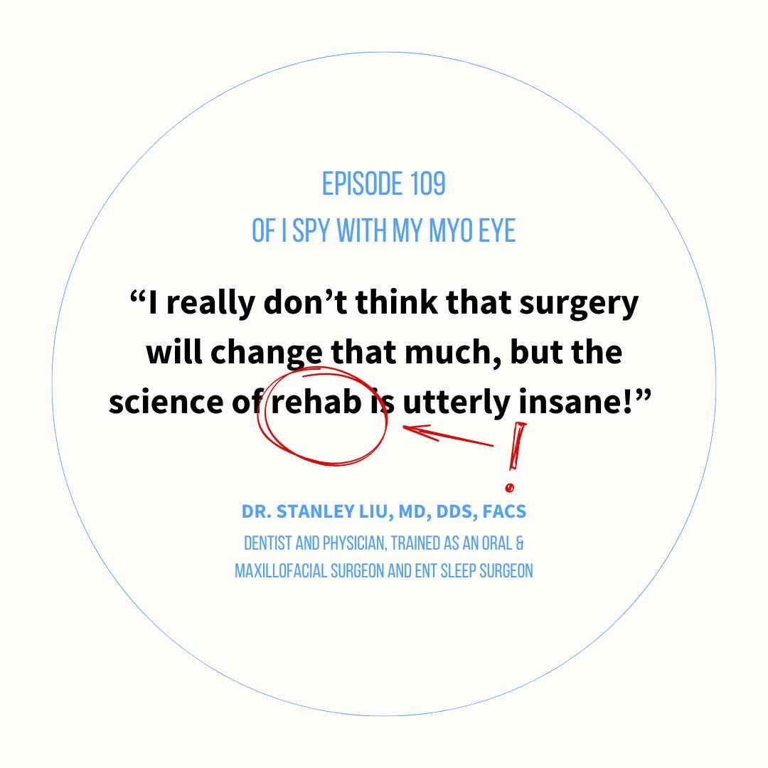 I think hands-on manual therapy is just as important as myofunctional therapy for someone preparing for—or recovering from—oral or sleep surgery. So I really appreciated this podcast interview and hearing the surgeon’s perspective.