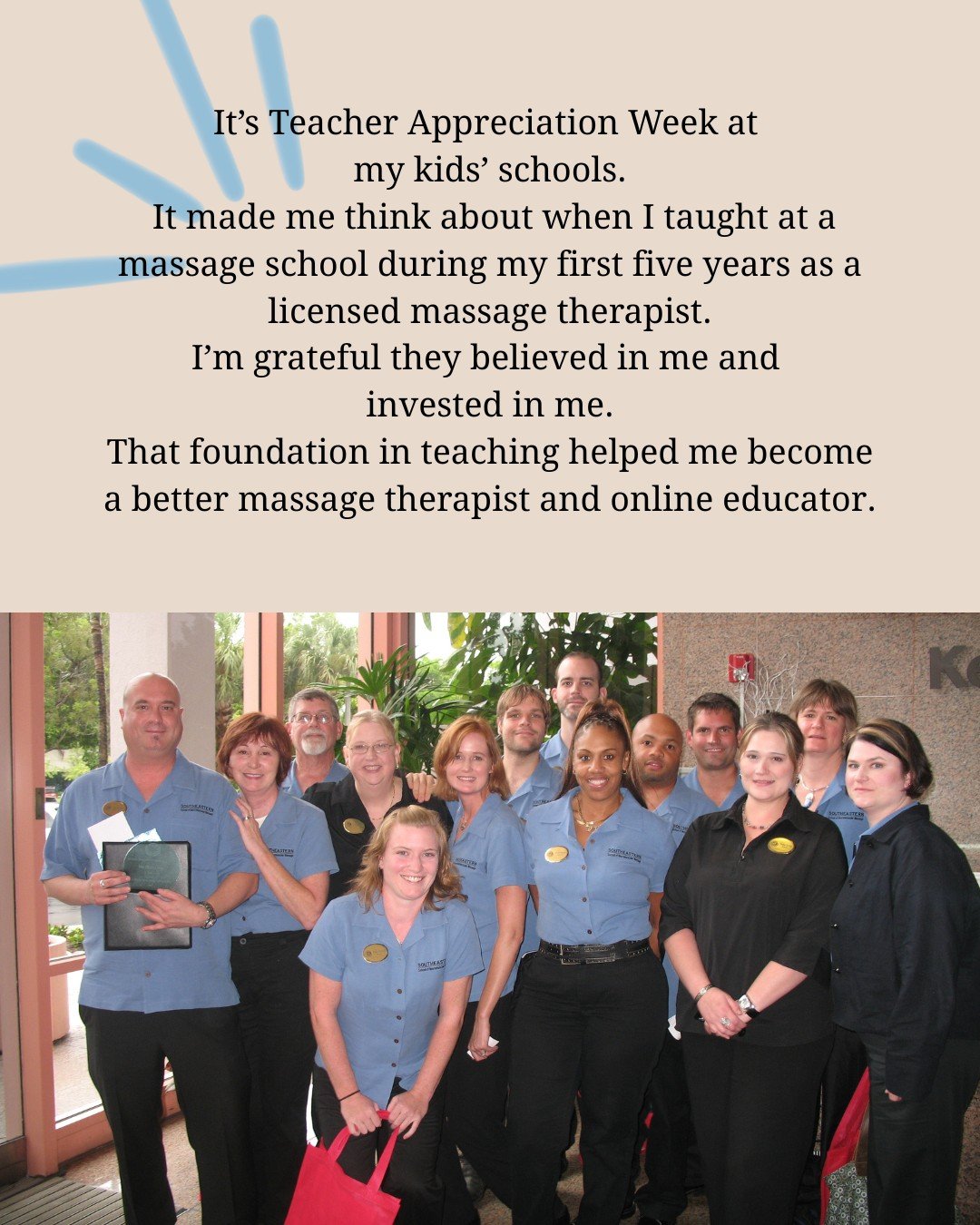 Teaching has been part of my career from the beginning.

Long before creating online courses, I taught at a massage school early in my career. Looking back, I can see how much that experience shaped the way I explain the body, communicate with client