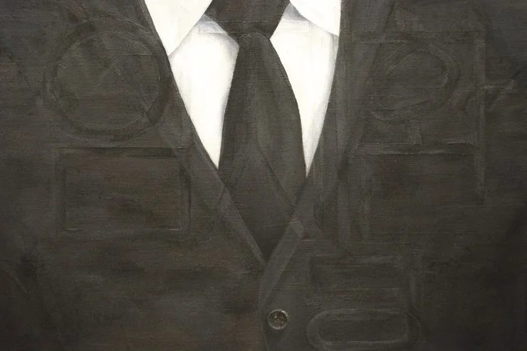 Details of Dear the Korean Congressmen (2015), Oil and acrylic on linen, 83" x 53" (6’92” x 4’42” / 210.82 x 134.62 cm)
