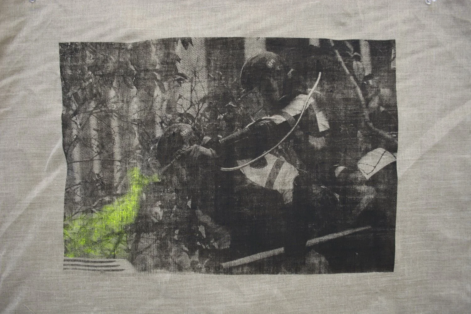Oh! Greens, Greens, Greens! (2015), Screen print and acrylic on linen, 22" x 30" (55.88 x 76.2 cm)