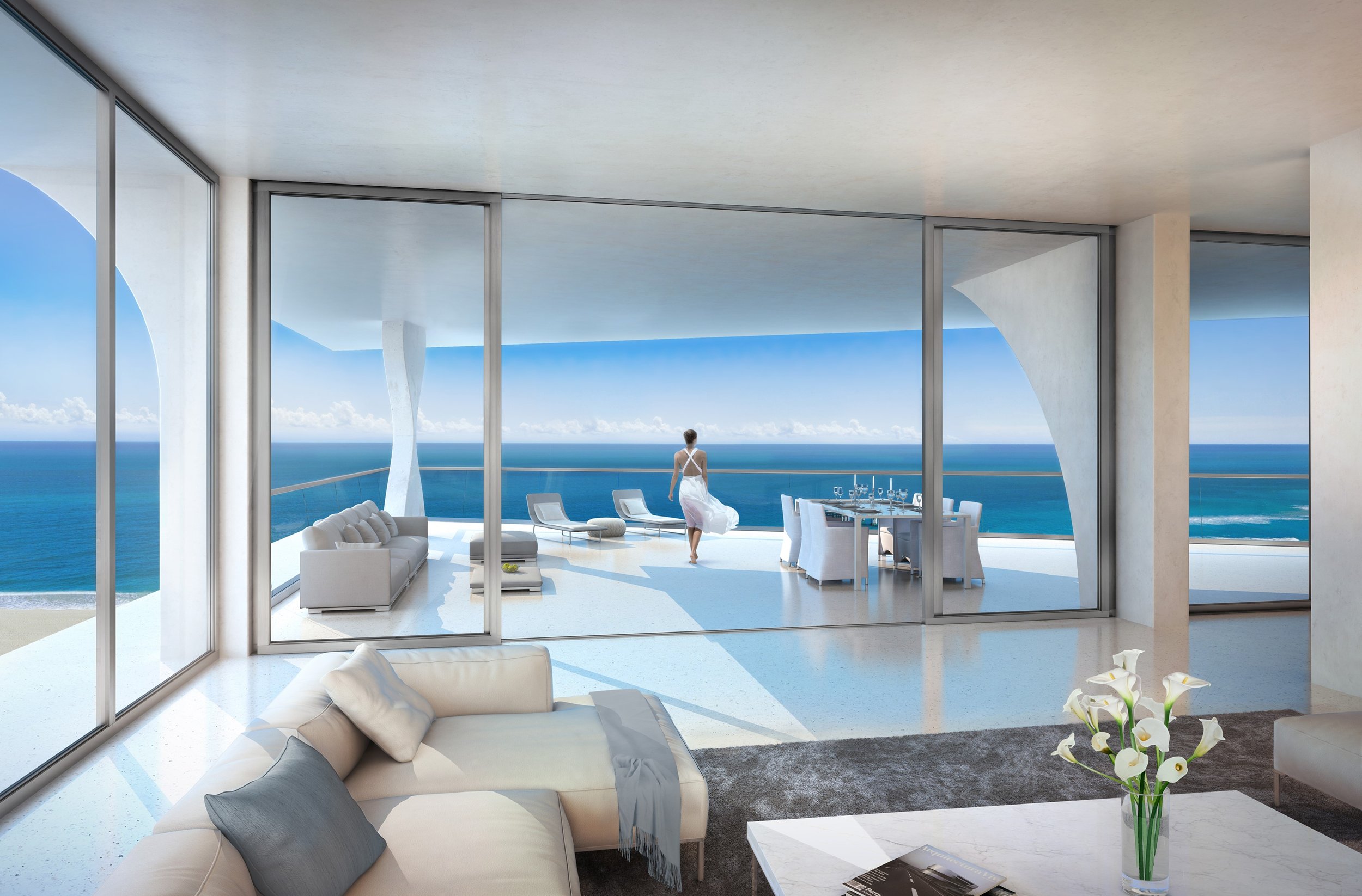 Jade Signature, Sunny Isles Beach - interior looking out to the ocean