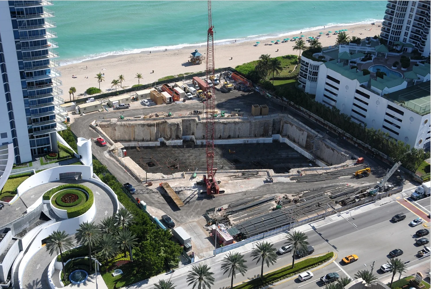 Jade Signature under construction, Sunny Isles Beach - deep foundation and below-grade works