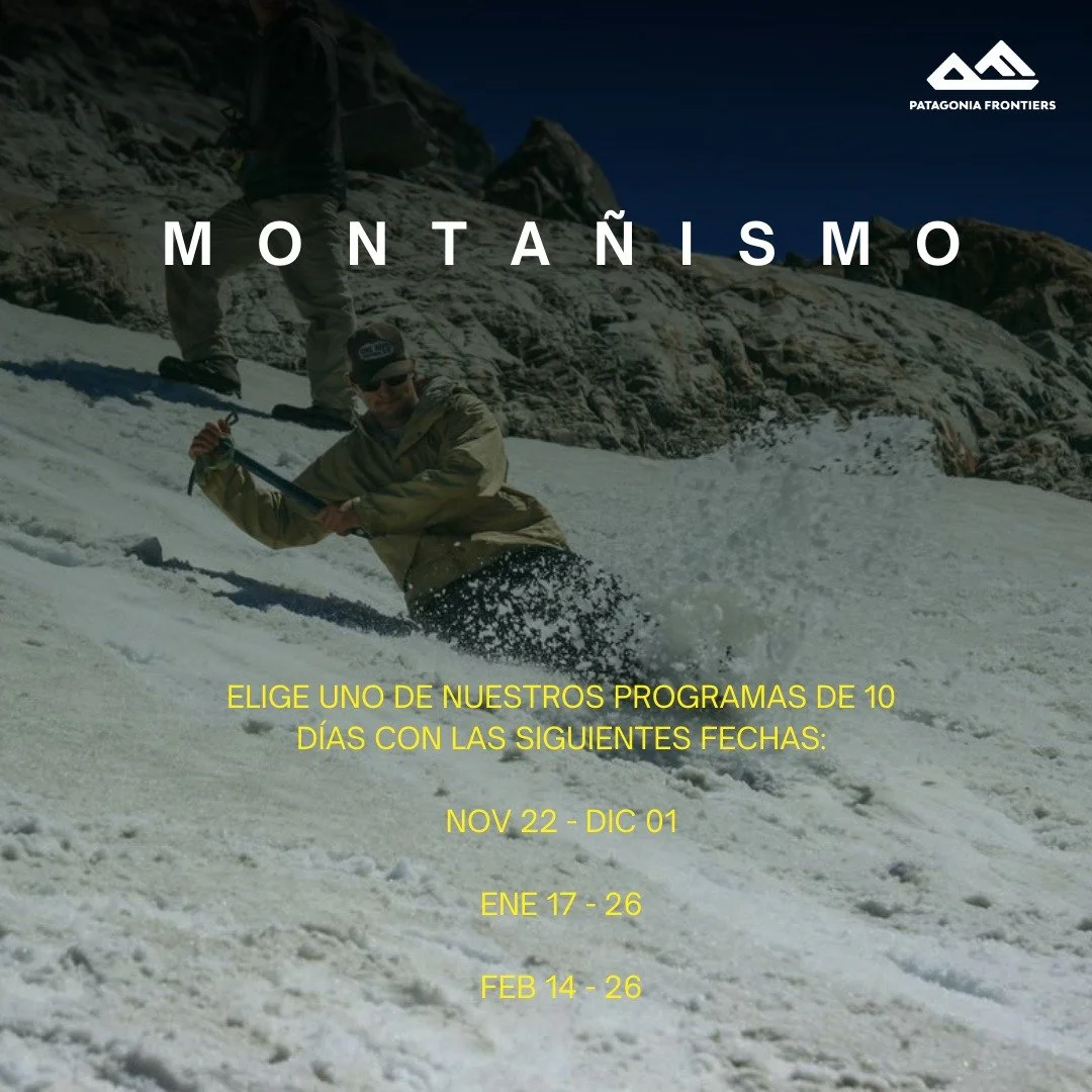 Come Join us! 
Tenemos fechas abiertas para monta&ntilde;ismo aqu&iacute; en Patagonia Frontiers:
Nov 22 - Dic 01
Ene 17 - 26
Feb 14 - 26

Imagina un rancho privado en rodeado de picos que parecen a las monta&ntilde;as de North Cascades en el Pacific