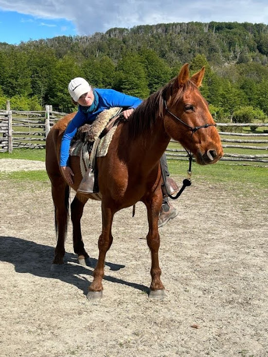 Valentino is indifferent to having a person on his back for the first time, and more interested in making sure the camera gets his good side.