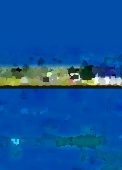 Paradise at Night , Patnem, Goa - Direct Crystal Print on Acrylic, White Box Framed 60x40cm (portrait) | Price £260 Framed Print run of 25 | Khaki, Acorn, Apple, Green, Lime, Dark Green, Black, Blue, Oxford, Zaffre.