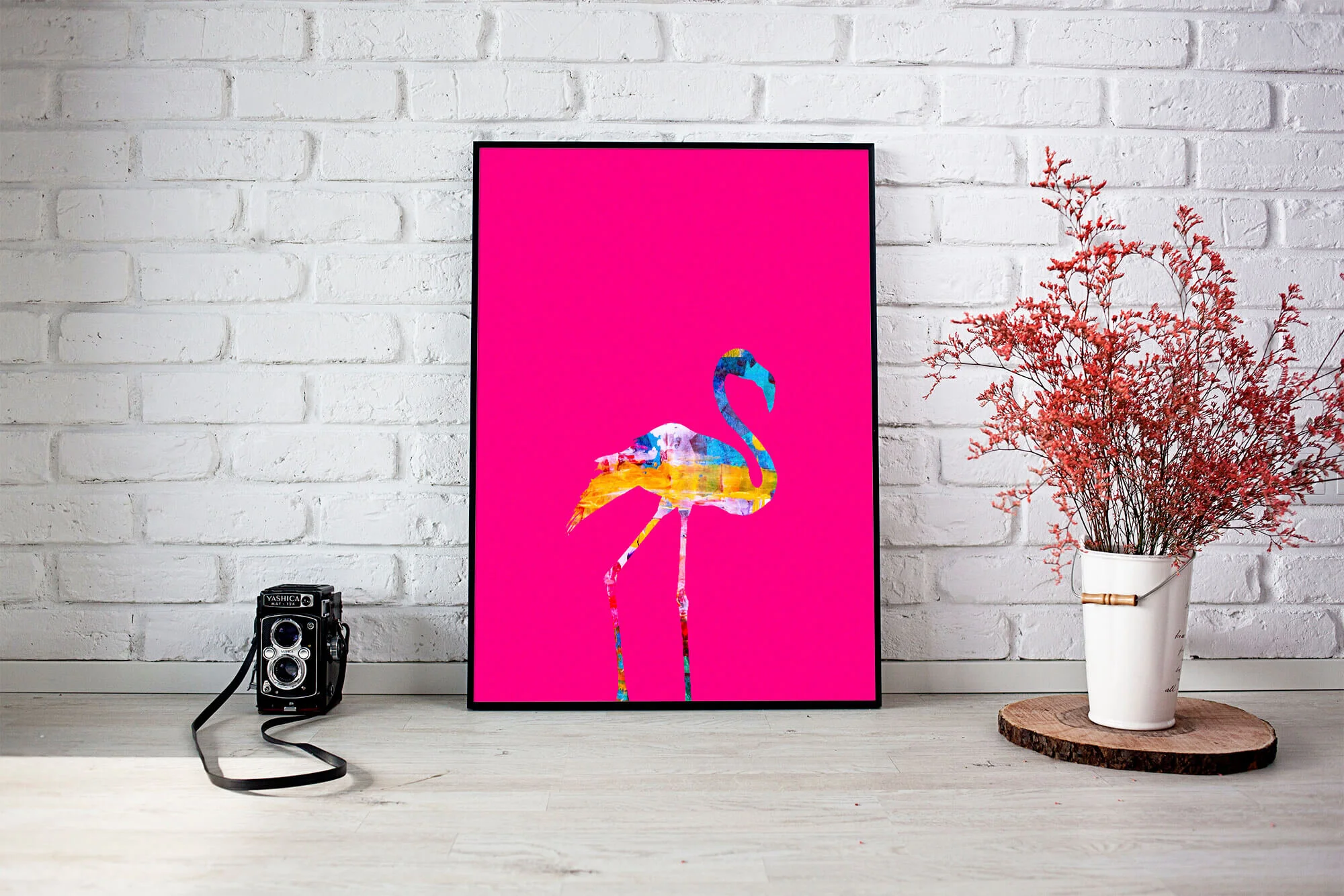Tropical Hot Pink Flamingo Art Print for Sale