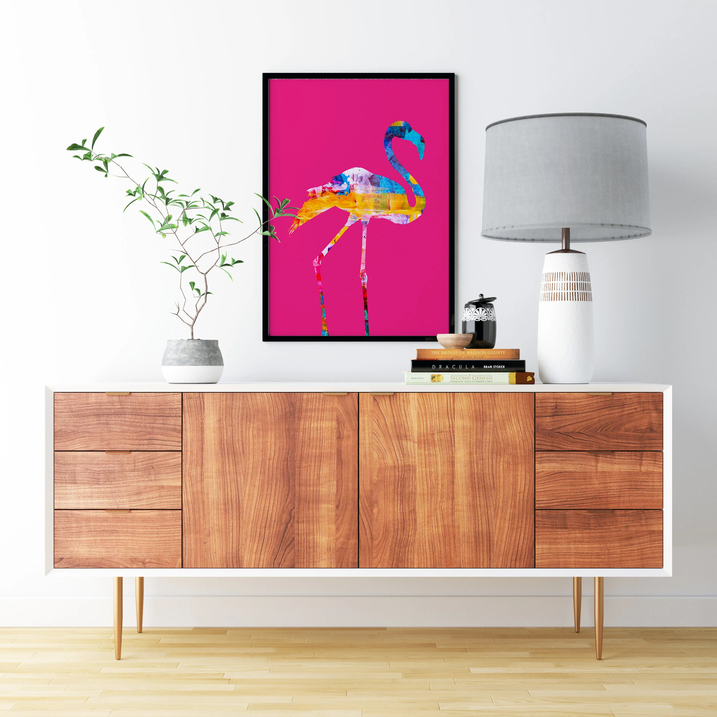 Hot Pink Flamingo Wall Art Print for Sale