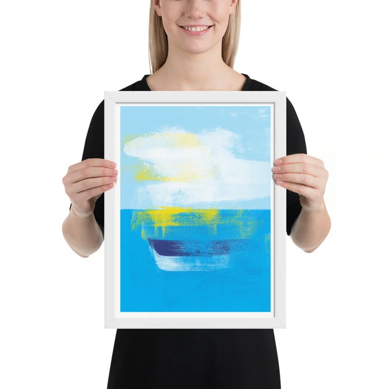 Framed Blue Ocean Cloud Art Print for Sale