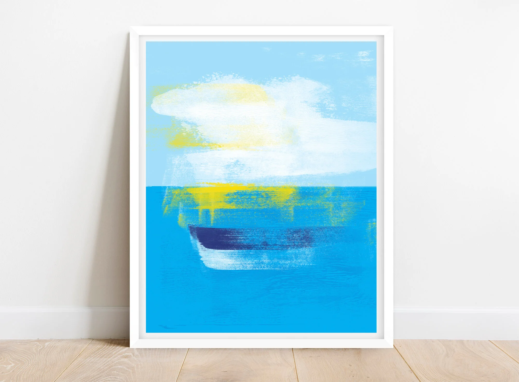Blue Ocean Cloud Art Print for Sale with White Frame