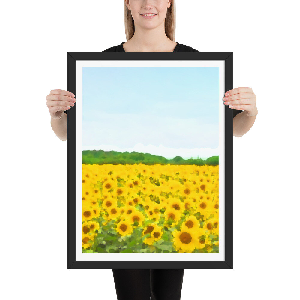 Sunflowers Rural Art Print for Sale