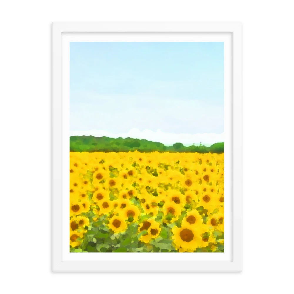 Sunflower Field Large Framed Art Print for Sale