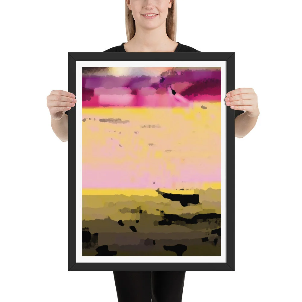 Black Frame River Sunset Wall Art for Sale