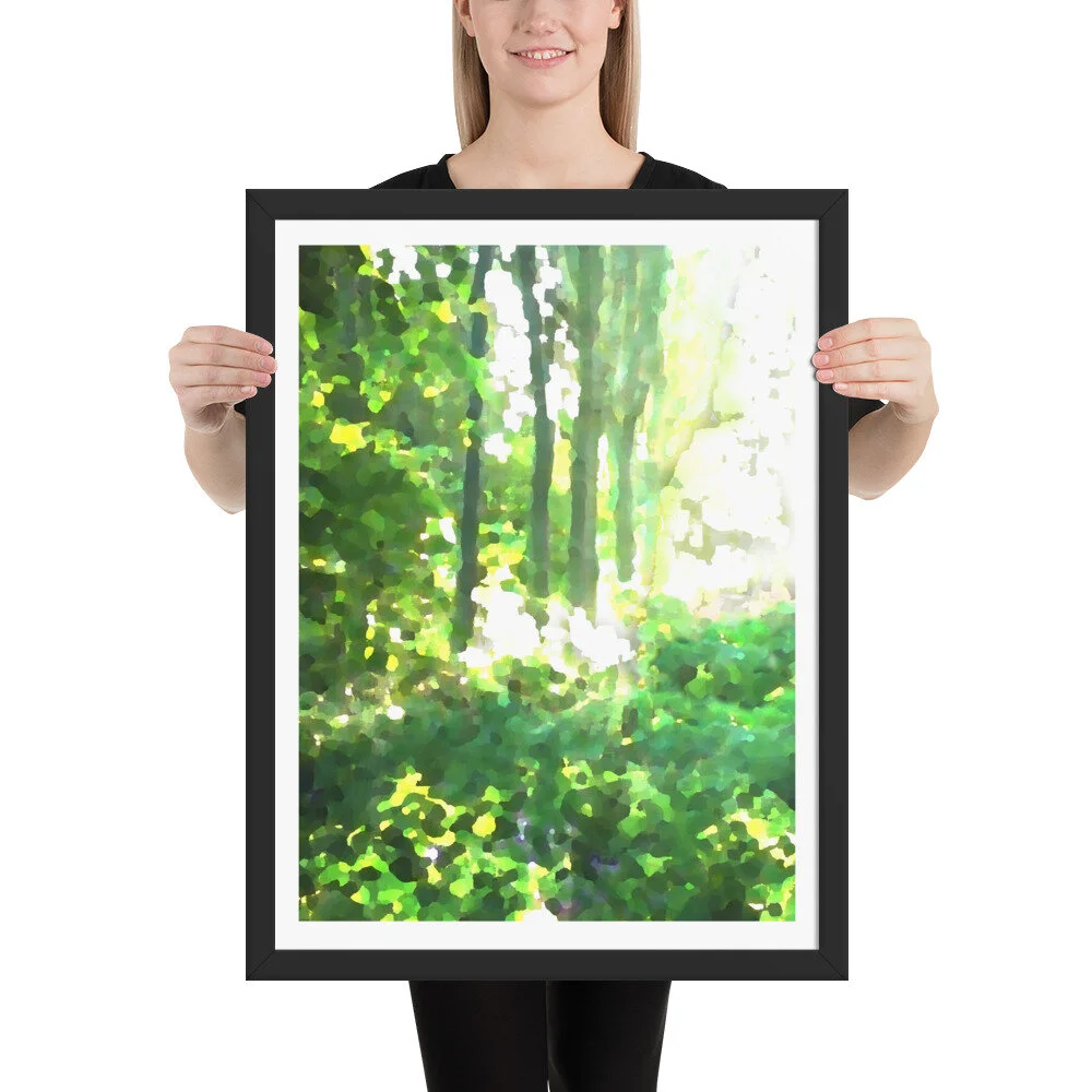 Tranquil Green Forest Abstract Art Print for Sale