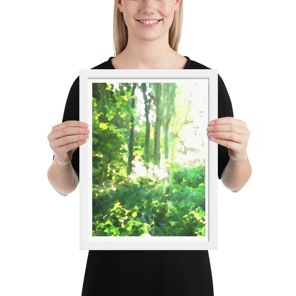 Tranquil Green Forest Abstract Wall Art for Sale