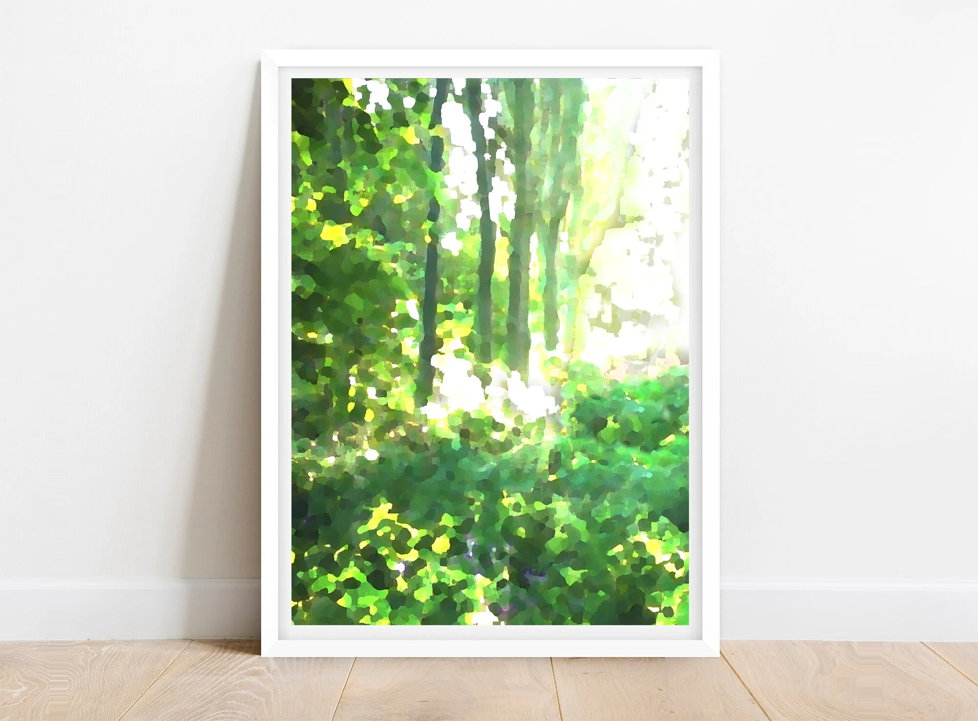 Large Tranquil Green Forest Abstract Wall Art Print for Sale