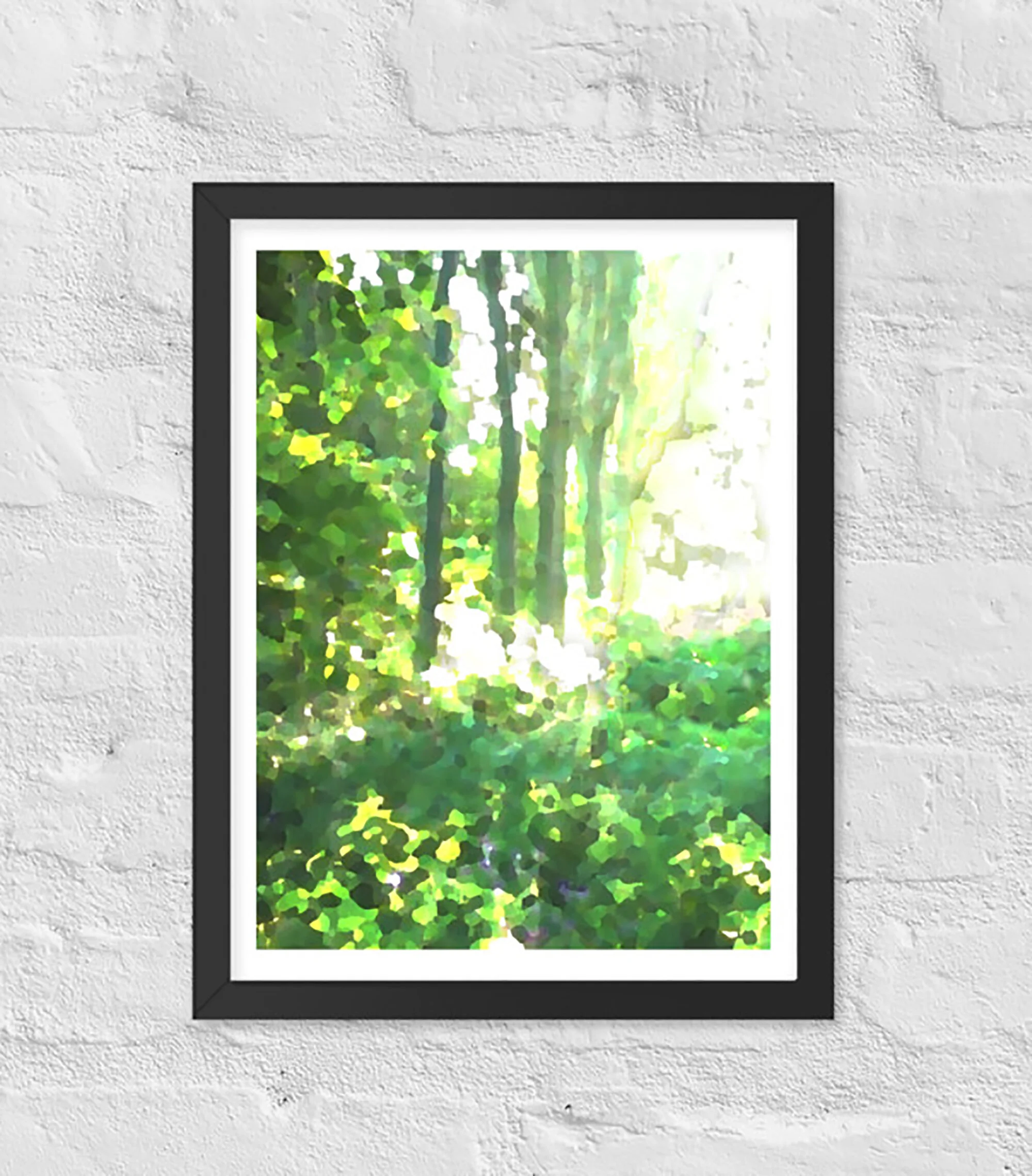Tranquil Green Forest Abstract Wall Art Print for Sale