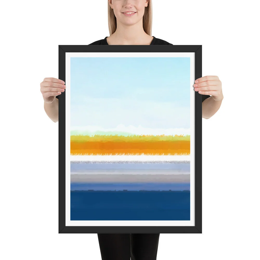 Large Framed Abstract Seascape Ocean Artwork for Sale