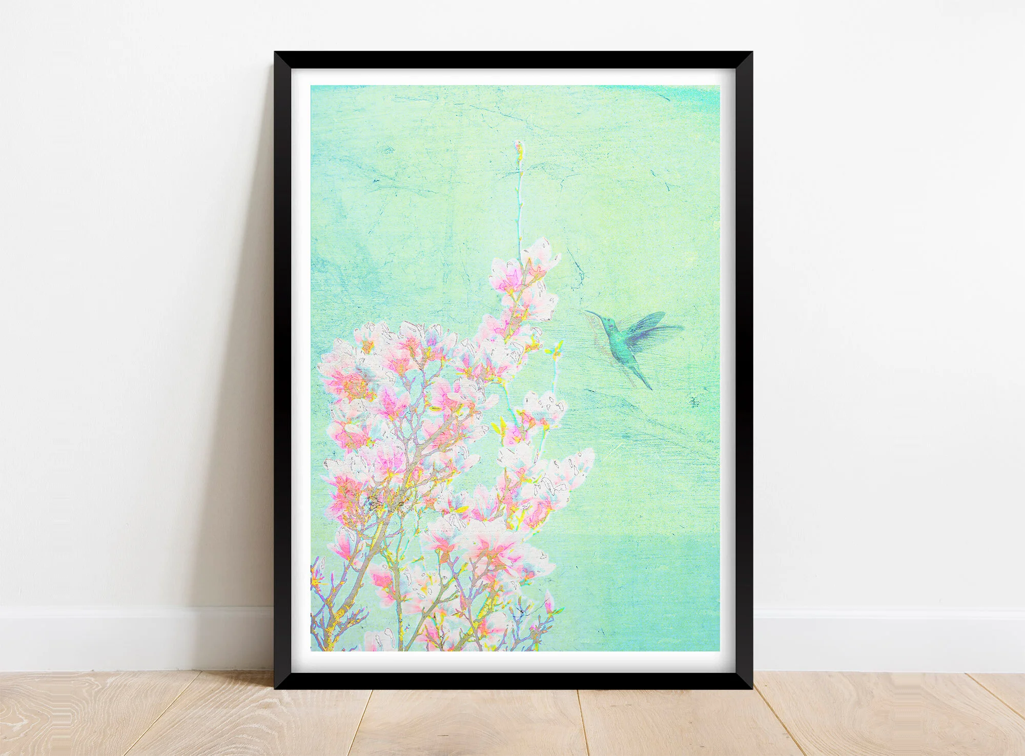 Cherry Blossom Humming Bird Art Print for Sale