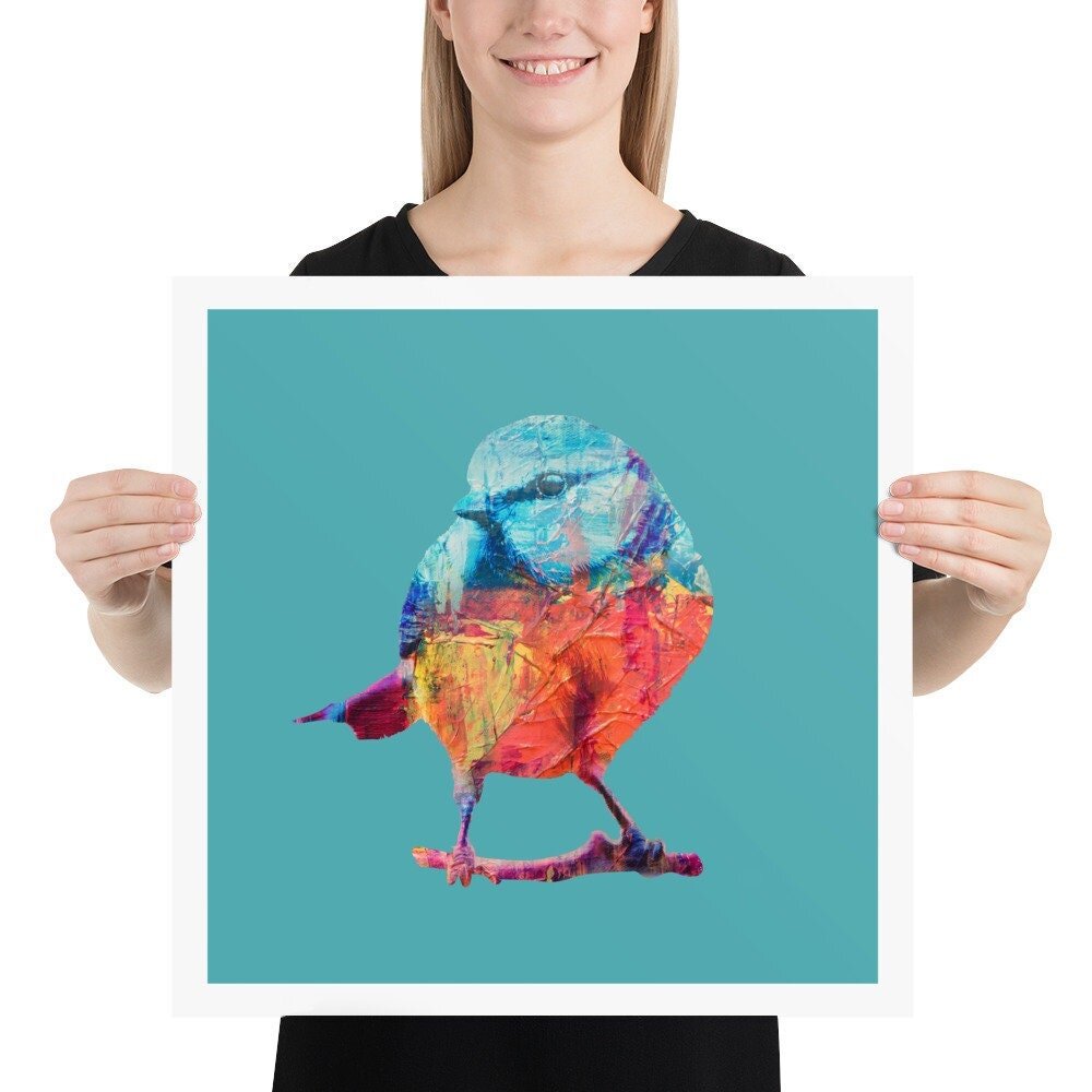 Smart Buys! Blue Tit Artwork, Jade Wall Art, Poster, Art Print. Unframed starting from &pound;8.99 See more. 🤓 #Jade #BlueTit #Bird #WallArt #ArtPrint #Wildlife #Poster #ColorfulArt #LivingRoom #ArtDeco