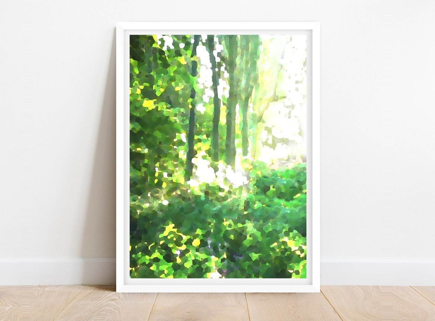 🐕 Big deals! Green Forest Art Print. White Hart Deer, Suffolk UK, Beautiful Green Leaves and Trees Wall Artwork Poster Unframed A4 / A3 / A2 only at &pound;9.99 Hurry. #AnimalPainting #AbstractLandscapes #AbstractPainting #ModernLandscape #A4Poster 