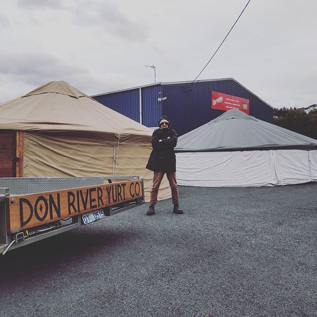 Even the wild weather couldn't stop us today! 2 yurts to pack down in Preolenna and put straight back up at @spreytonciderco 
We needed raincoats, beanies and sunnies! ☀️🌧️
.
.
.
.
.
#getdownandyurty 
#taswedding 
#tasmania 
#yurts