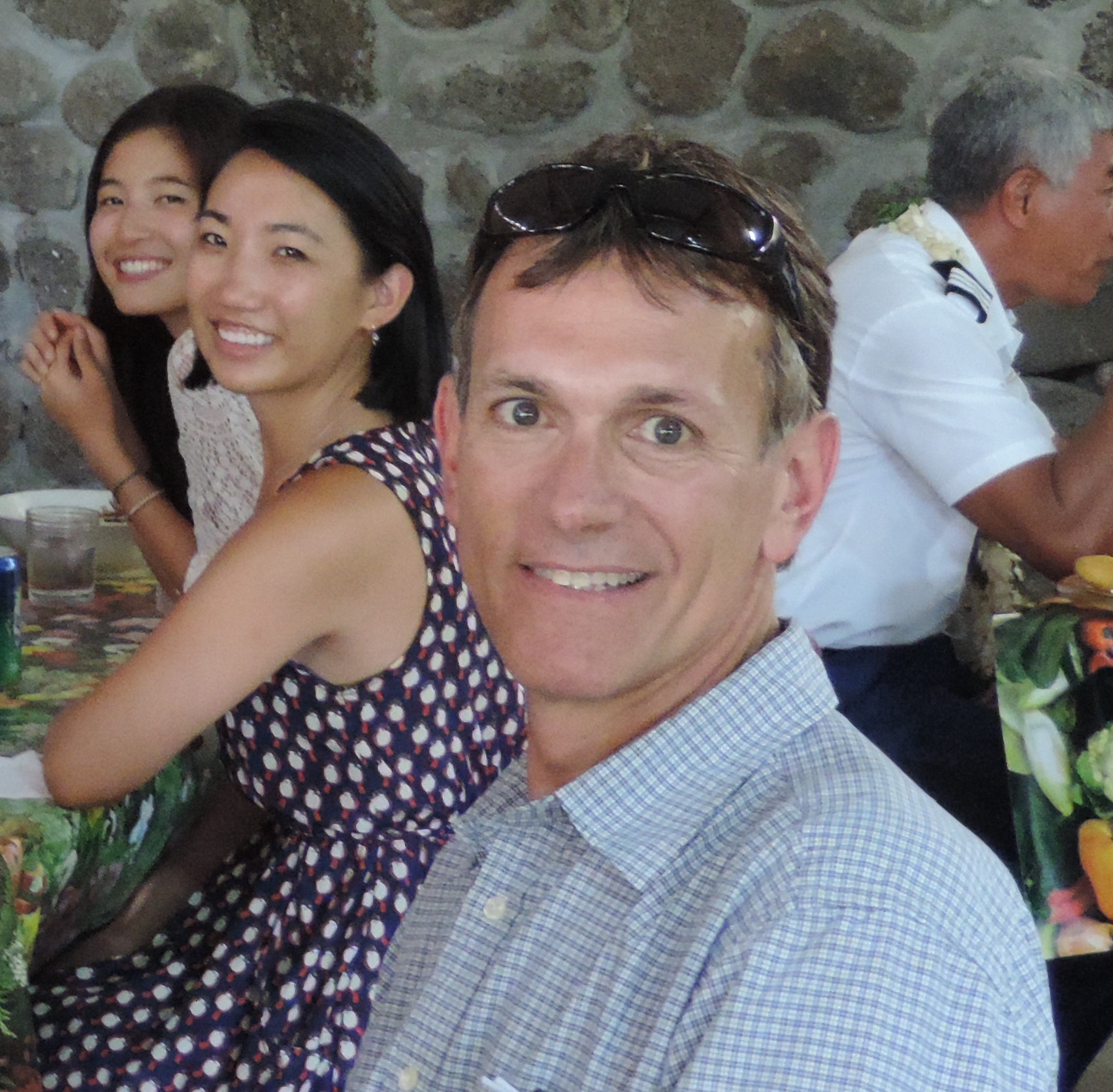 Barry Rolett, Project Director and Te Ana Peua Museum cofounder with field school students Michelle Kim and Emily Lowe.