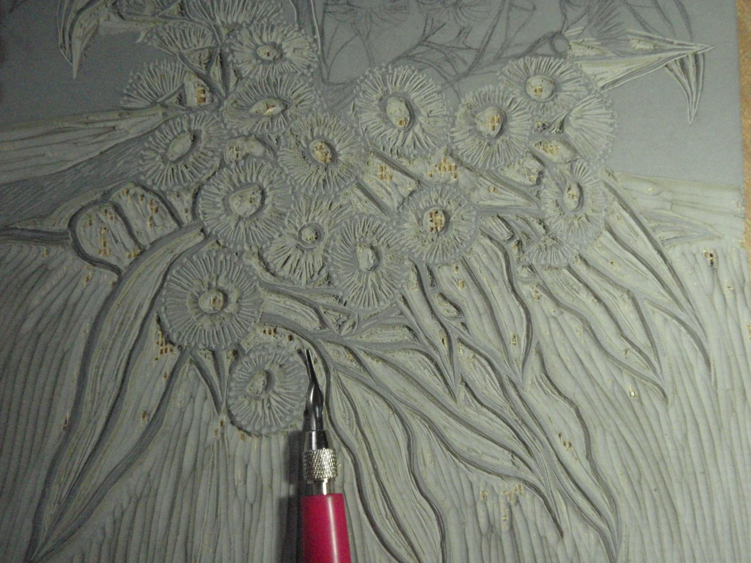  To begin,&nbsp;I start with a flat piece of lino.&nbsp; 