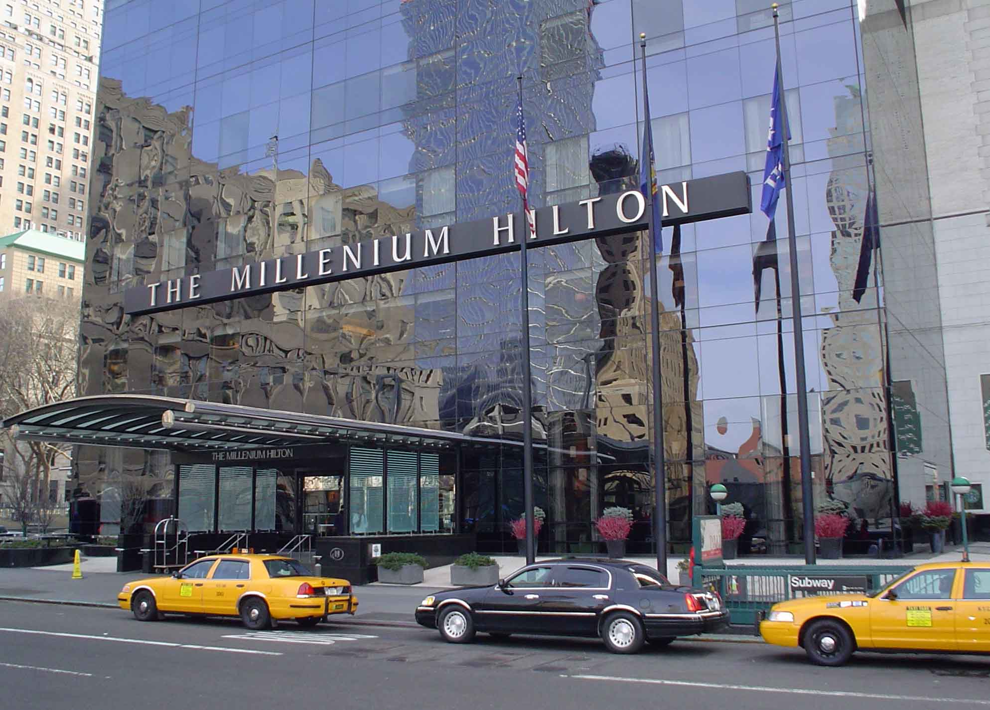 Millenium Hilton with built-in business center and 3,500 sq. ft. meeting space equipped with high-technology tools. 