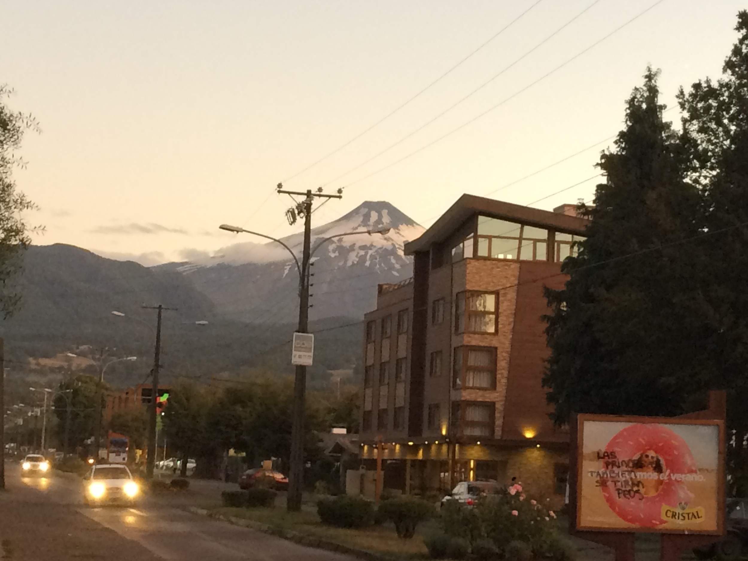 Pucon's volcano, looming ever present over the town