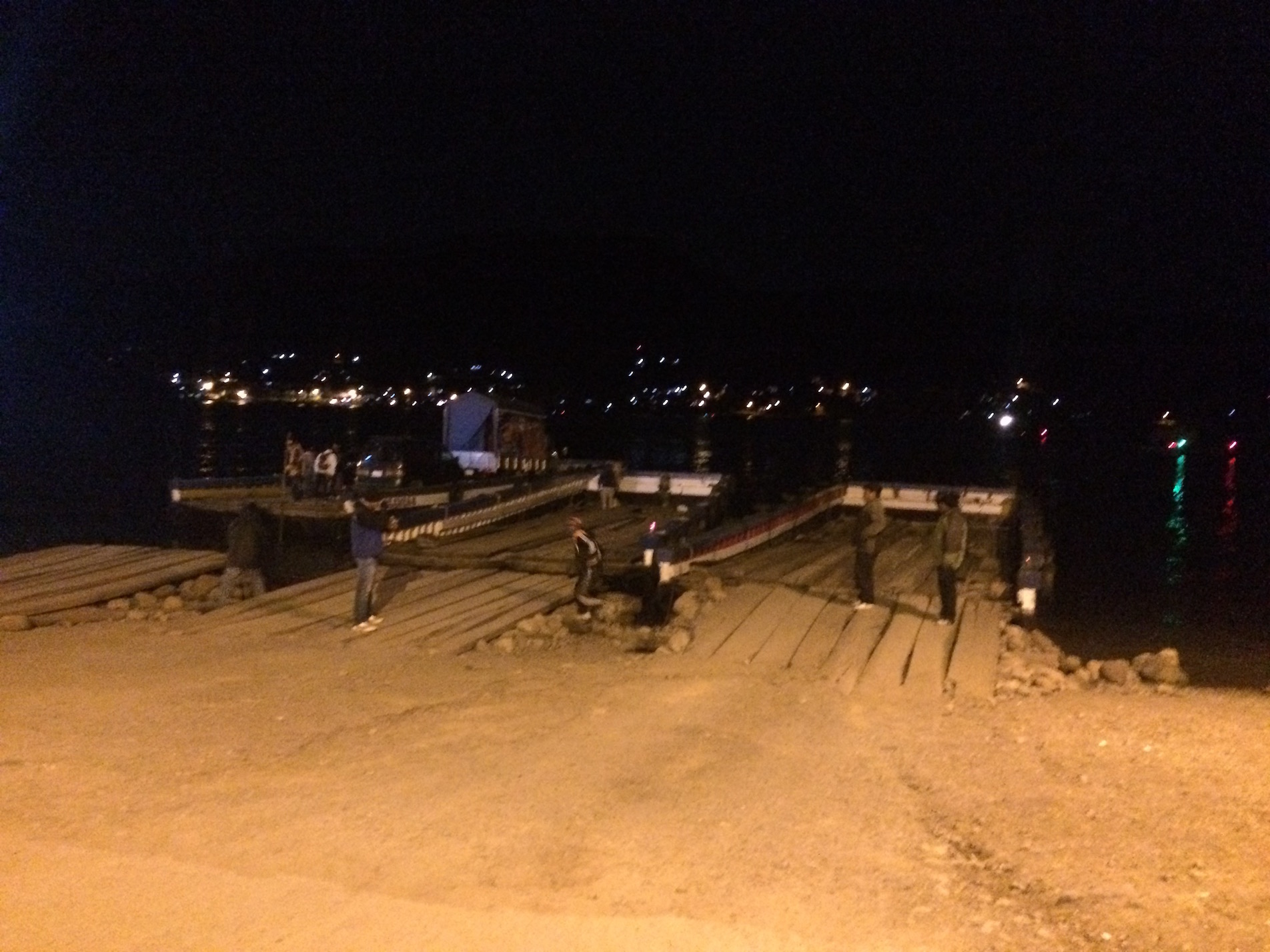The "ferries" across the Strait of Tiquina