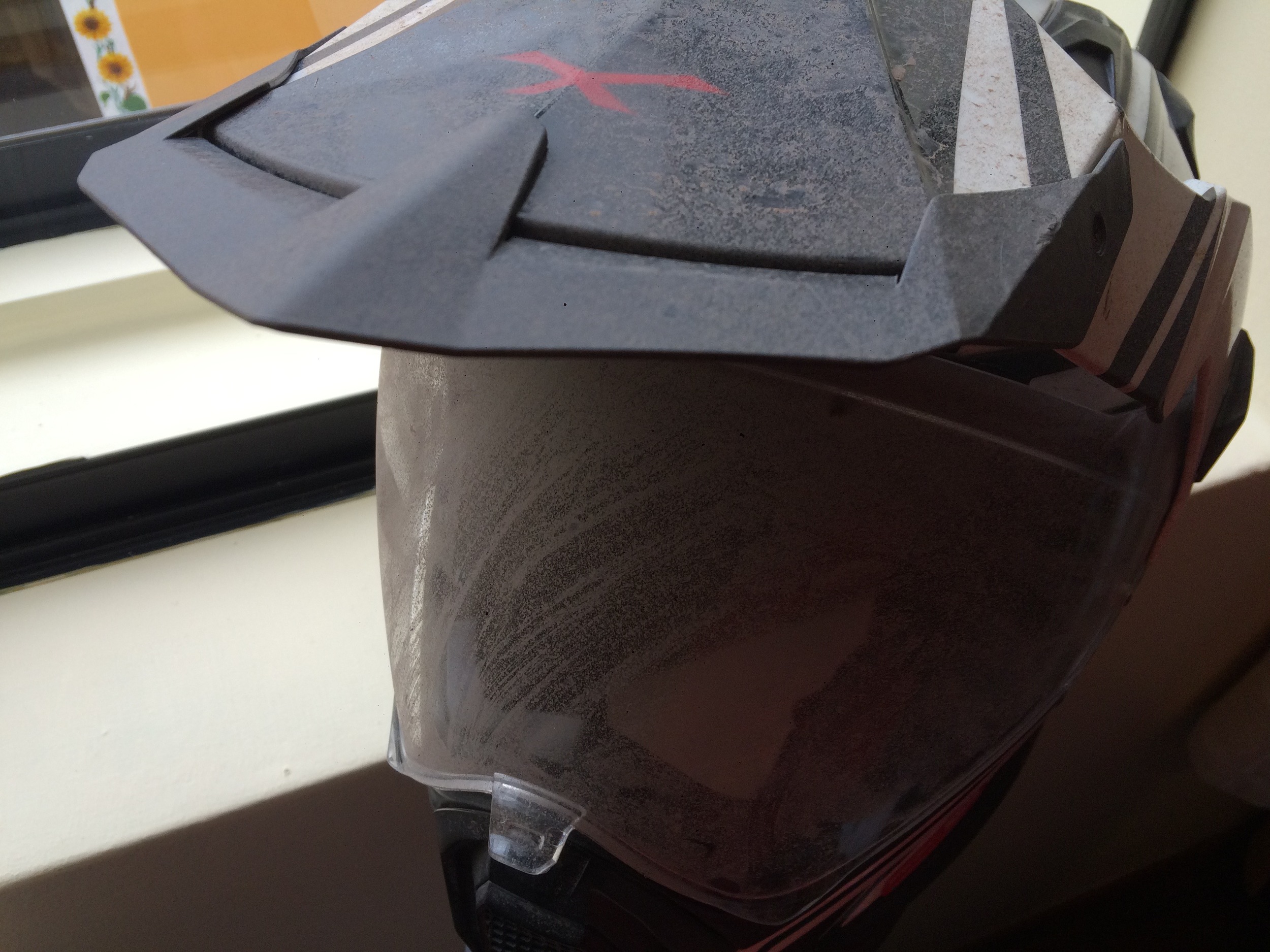The state of my helmet after the mad run through Juliaca
