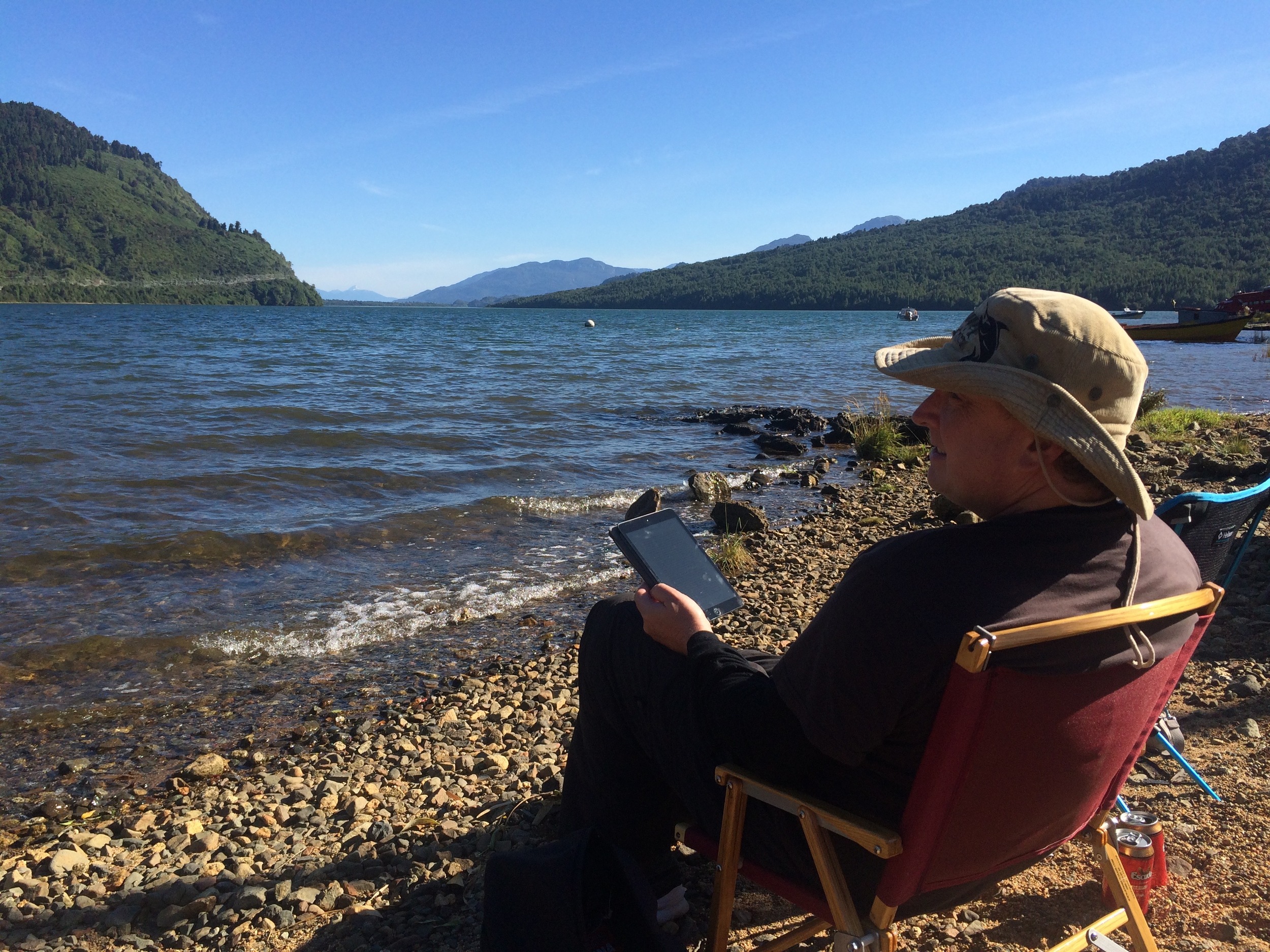 Relaxing after a hard day off-road. Puyuhuapi, Chile on the Carretera Austral.