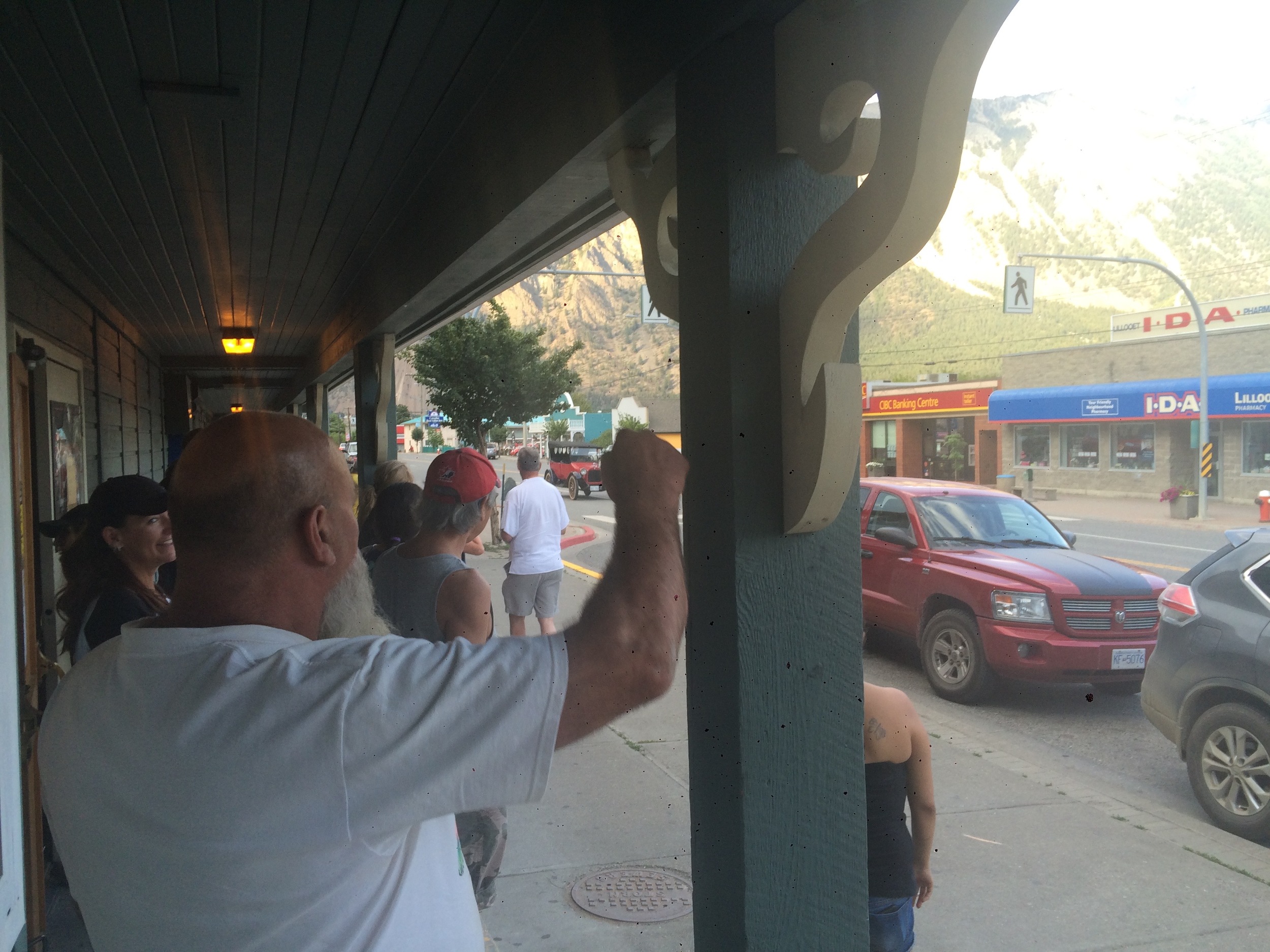 Lillooet, the pub briefly empties in anticipation of a car show